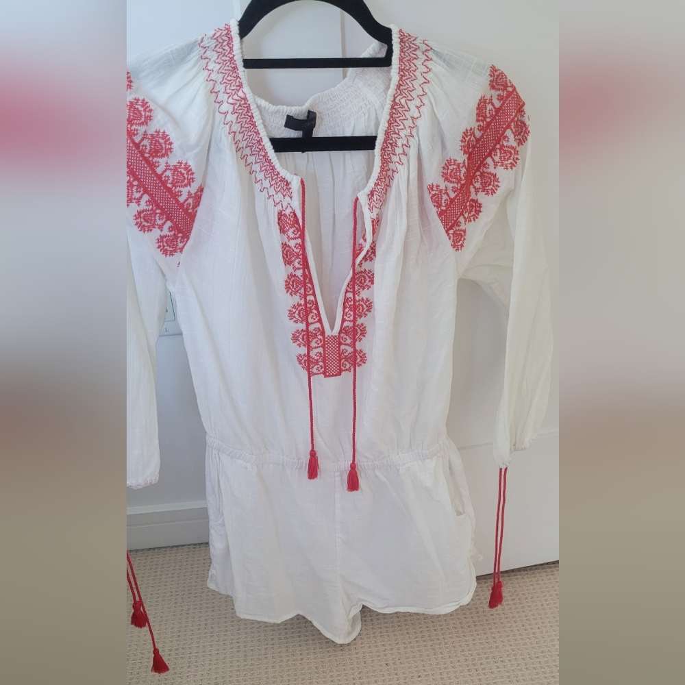 J. CREW Romper, Size XS, White and Red